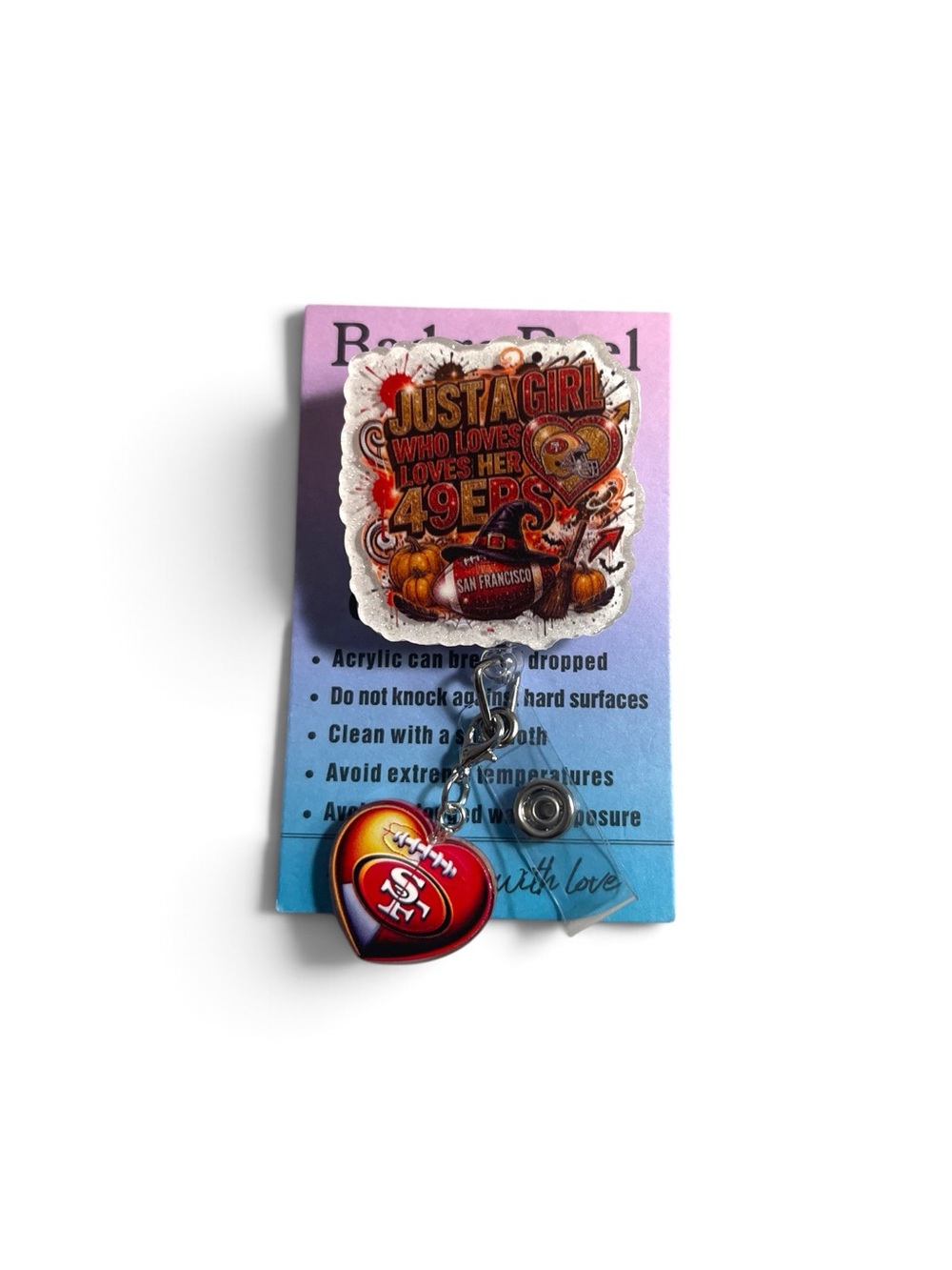San Francisco Badge Reel with heart charm
